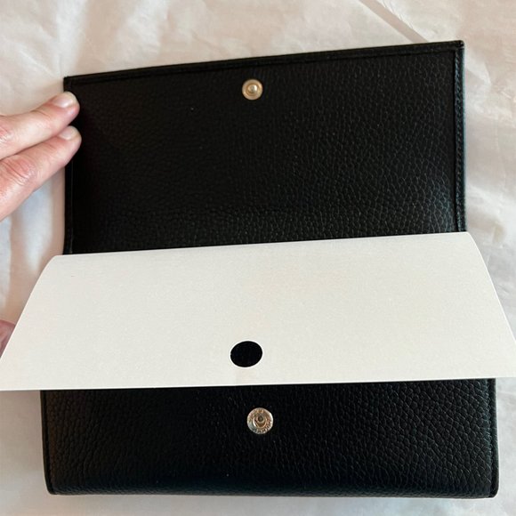 Gucci Soho Black Pebbled Leather Long Wallet Flap GG Large Authentic Italy NEW - Picture 13 of 16